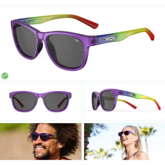 Tifosi Swank Purple Rainbow Shine Smoke Tint Sunglasses Unisex Sport Outdoors - Picture 1 of 6